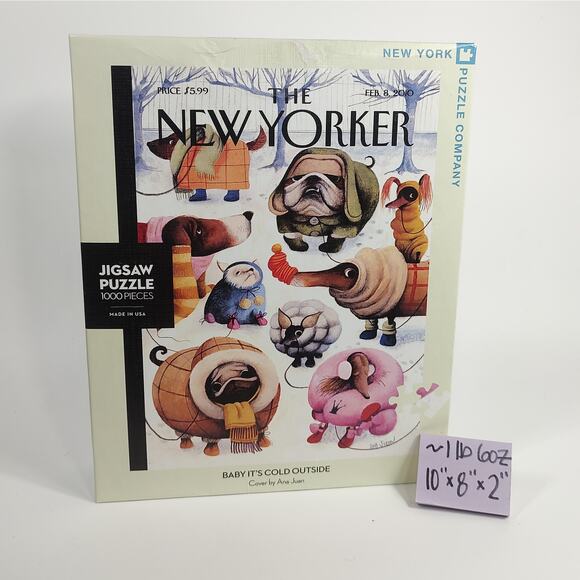 New Yorker Dog Puzzle Winter Snow Pups 1000 piece Jigsaw Game 19 in x 26 in 2010 - Picture 9 of 9